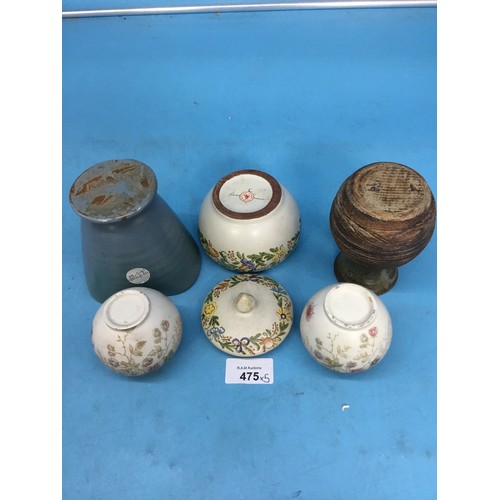 475 - Group Of 5 Ceramics To Include Signed Pots, Australian Lidded Pot Etc