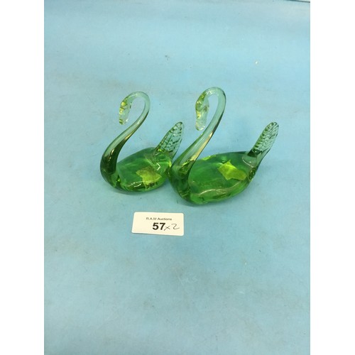 57 - Two Hand Blown Glass Swans