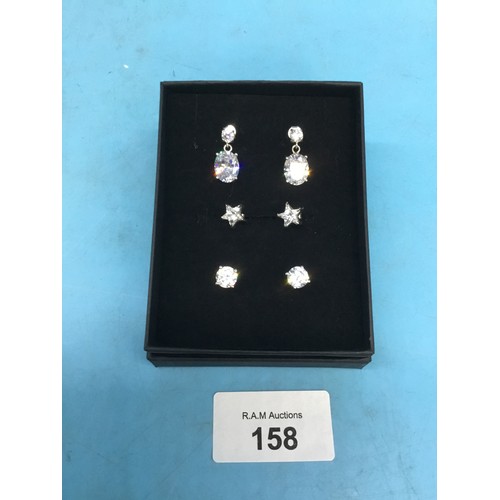 158 - Three Pairs Of 925 Silver and Crystal Earrings