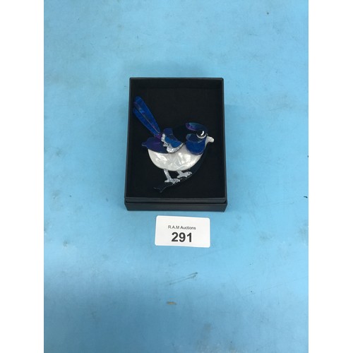 291 - Art Deco Style Blue Bird Brooch