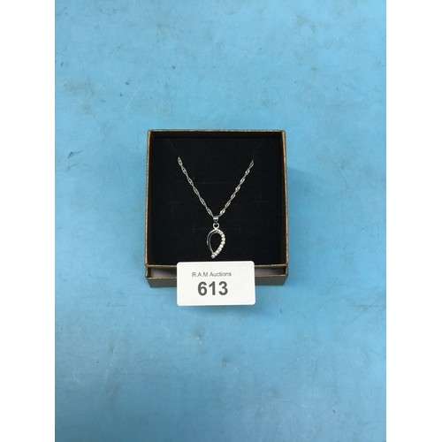 613 - 925 Silver and Cz Pendant On a Silver Rope Chain