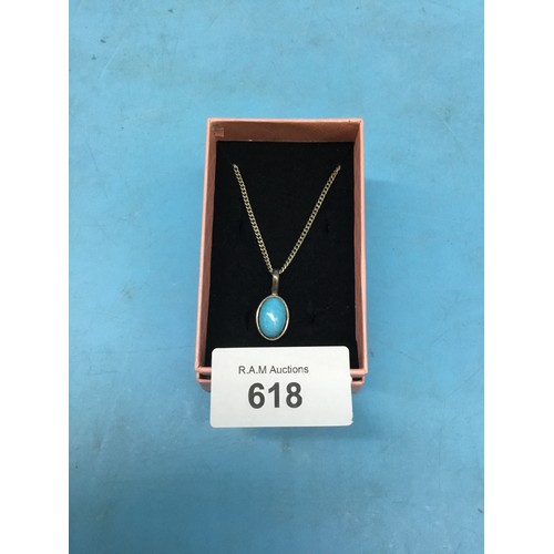 618 - 925 Silver Oval Turquoise Necklace