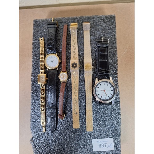 637 - Collection of Six Watches To Include Quartz, Sekonda, Gillex 17 Jewel, Etc