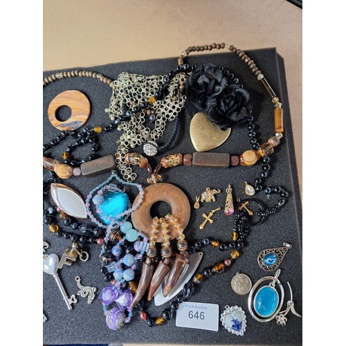 646 - Pad Of Fashion and Vintage Jewellery To Include Necklaces and Pendants (pad not included)