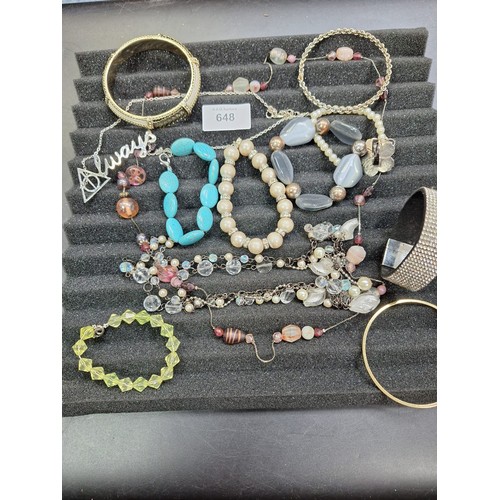 648 - Fashion and Vintage Jewellery To Include Necklaces, Bracelets and Bangles