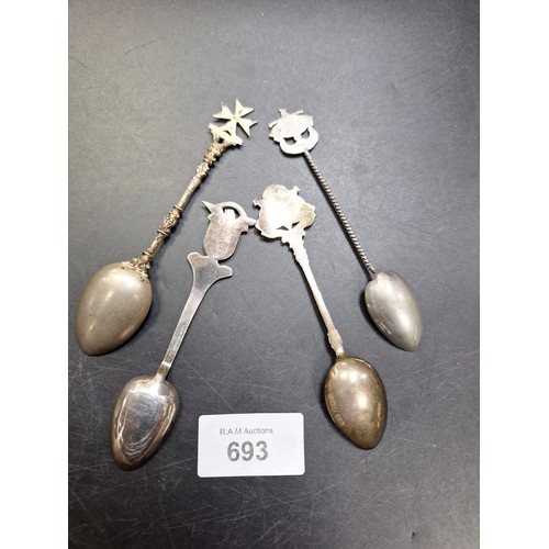 693 - Silver Spoons x4 With Marks