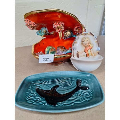 337 - Vintage Hummel Wall Dish, Vintage Poole Tray and a Shell With Sea Plants