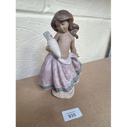 935 - Rare Lladro Mud Style Lady With an Urn Marked To The Base