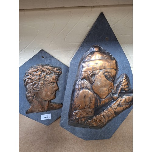 469 - Copper and Slate Plaques x2