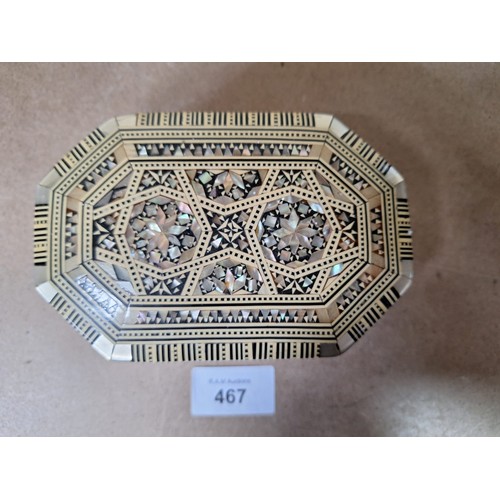 467 - Inlaid Mother of Pearl and Bone Jewellery Box