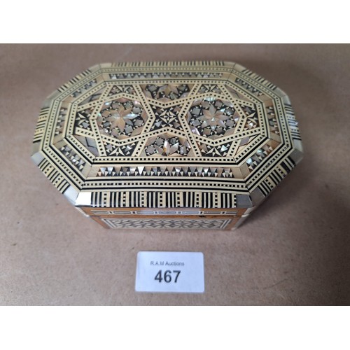 467 - Inlaid Mother of Pearl and Bone Jewellery Box