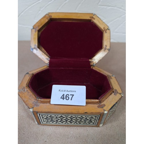 467 - Inlaid Mother of Pearl and Bone Jewellery Box