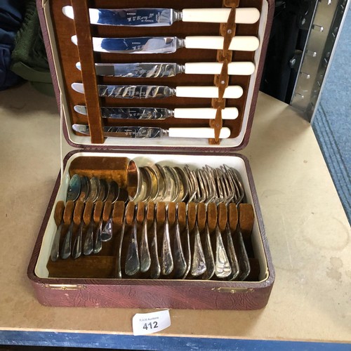 412 - Vintage Cased Set Of Knives, Forks, Spoons and Tea Spoons (Old Set)