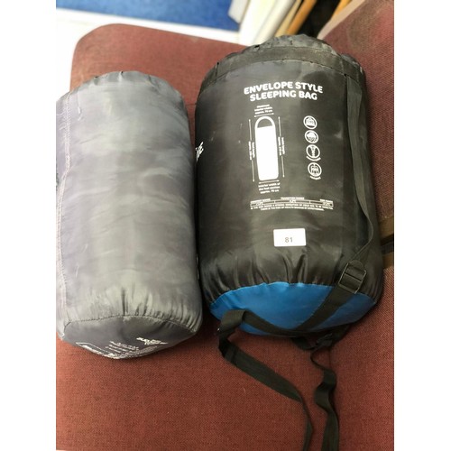 81 - Sleeping Bags In Cases x2 Envelope Style and Mummy 200 Style