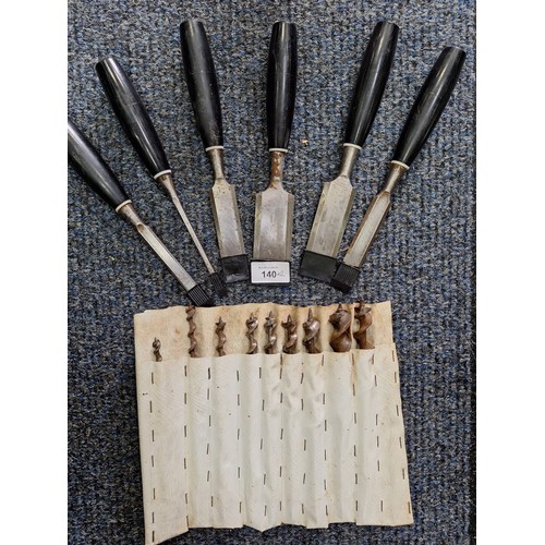 140 - Set Of Chisels and Drills In a Wrap