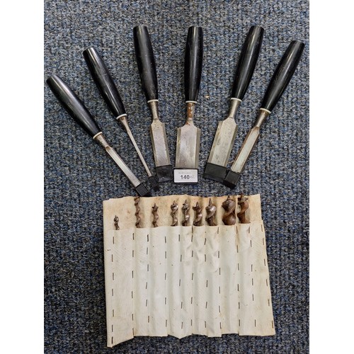 140 - Set Of Chisels and Drills In a Wrap