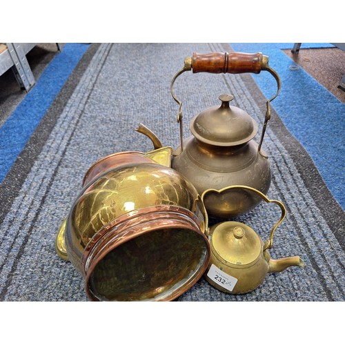 232 - Three Brass and Copper Jugs