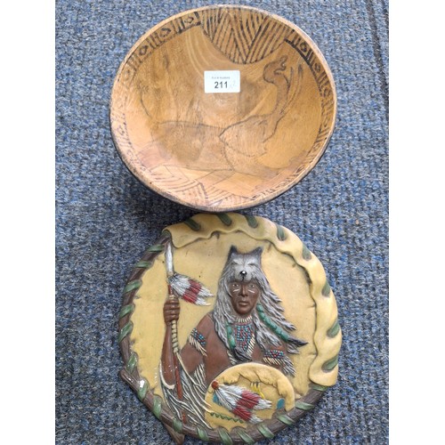 211 - Indian Plaque and an Elephant Bowl