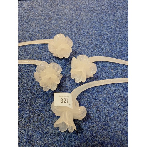 327 - Four White Glass Flowers With a Base 12