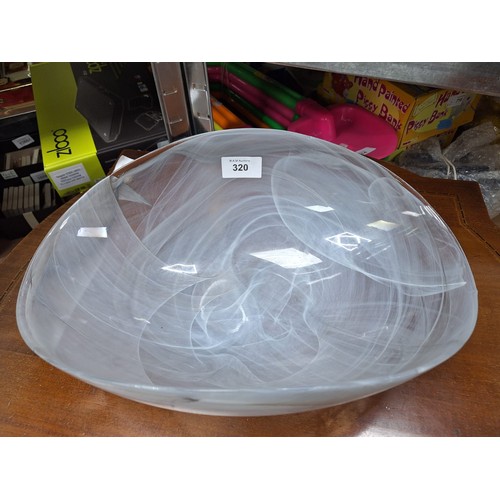 320 - Large Retro Style Swirl Glass Fruit Bowl