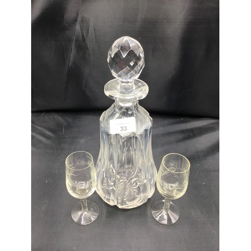 33 - Vintage Decanter and Glasses