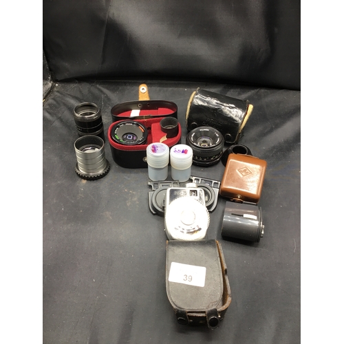 39 - Selection of Vintage and Modern Camera/Photography Equipment To Include Light Meters, Lenses and Con... 