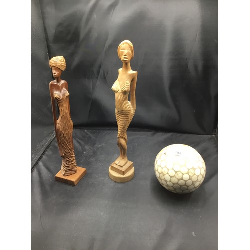 192 - Tribal Figures x2 and a Bone Ball