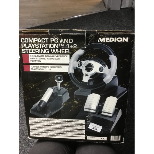 339 - Compact Steering Wheel In The Box For PC, PS1 and PS2