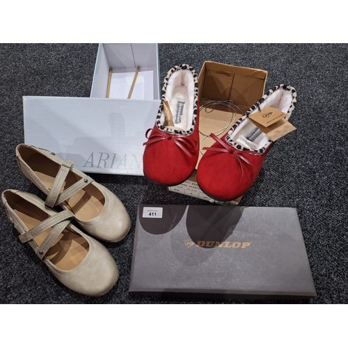 411 - New In The Boxes Dunlop Ladies Slippers Size UK 4 and New In The Box Arianne Designer Ladies Shoes S... 