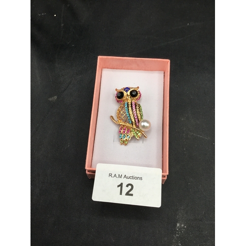 12 - Ladies Colourful Owl Brooch