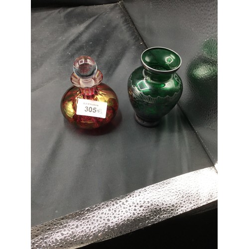 305 - Perfume bottle + vintage vase