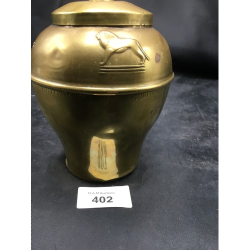 402 - Liptons  brass tea caddy from 1925 British empire exhibition 1925
Signed + reg no