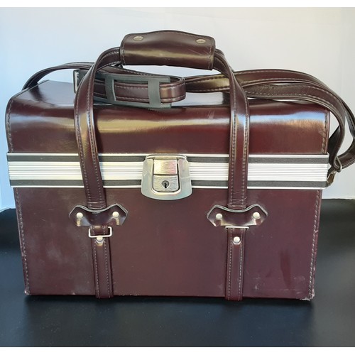 50 - Burgundy Coloured Carry Case/Make Up Case (no key)