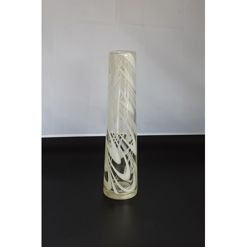 77 - Vintage White Swirl Glass Vase