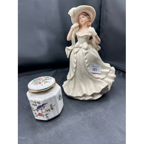 481 - Leonardo 8” figure Matt + gloss + vintage  lidded pot