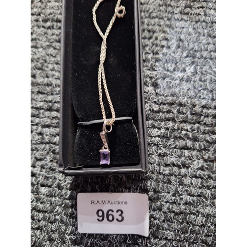 963 - 925 Silver Chain and Pendant with Amethyst