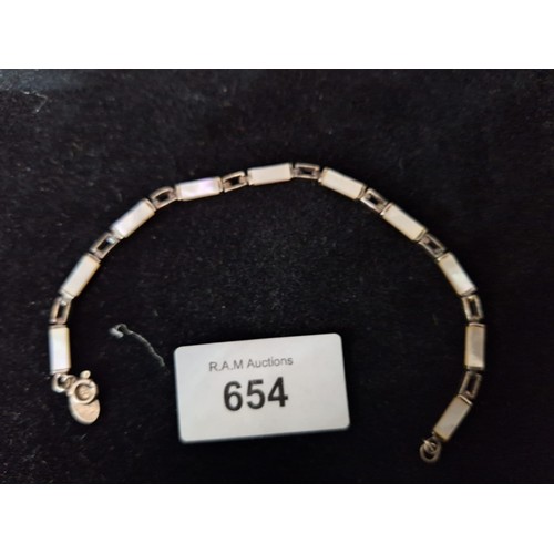 654 - Boxed next 925 silver + mop bracelet