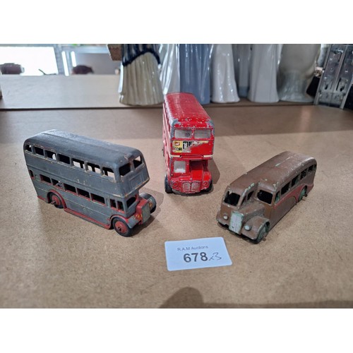 678 - 3x dinky + corgi vintage buses nice pieces