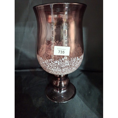 735 - Cranberry vase 12” + cranberry colour storm vase 14” +