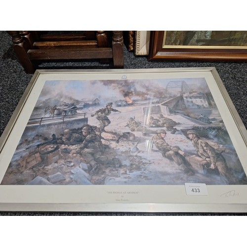 433 - Framed 1st edt print ltd edt + signed in hand by major general John frost by A fearnly