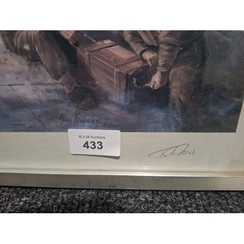 433 - Framed 1st edt print ltd edt + signed in hand by major general John frost by A fearnly