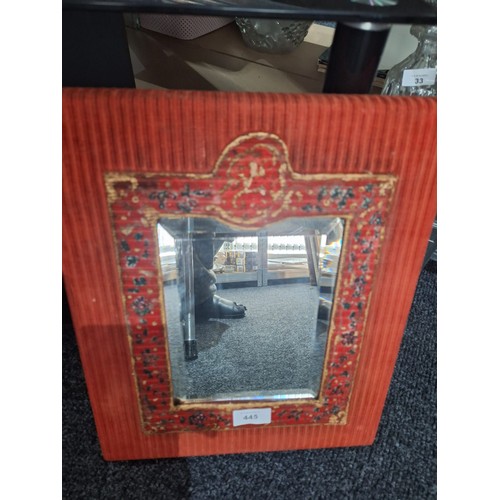 445 - Vintage bevelled glass mirror in fabrique frame