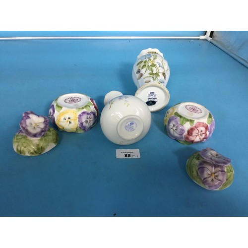 88 - Pansy Trinket Pot's x2, Aynsley Natures Delight 8