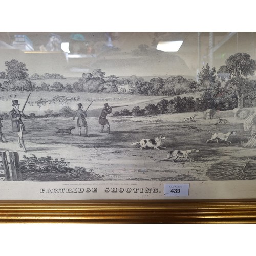 439 - Vintage Hunting Scene Print Partridge Shoot Of Engraving