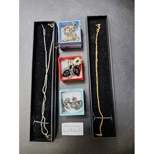 449A - Boxed Fashion and Vintage Jewellery x5 To Include Silver