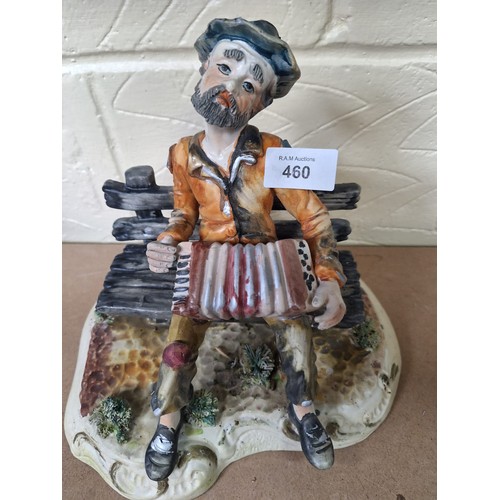 460 - Capodimonte Tramp On a Bench Signed and Marked To The Base