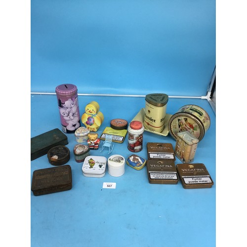 507 - Mixed Lot Of Tin's Some Vintage To Include Pooh, Eeyore Etc