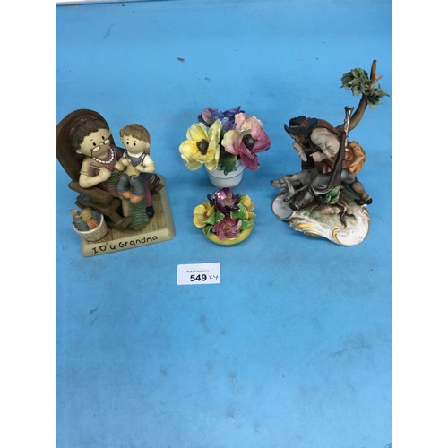 549 - Genuine Capodimonte Figure, 2 Rose Flowers and a Limited Edition Grandimar