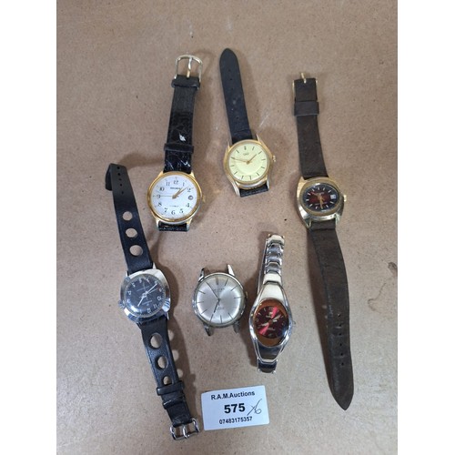 575 - Group Of Six Vintage Watches To Include Sekonda, Sindaco, Fleurier Etc