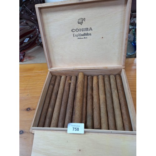 758 - 14 Cuban cigars in a cohiba box